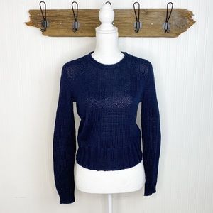 Ralph Lauren Black Label Sweater Cotton Crewneck Navy Blue
